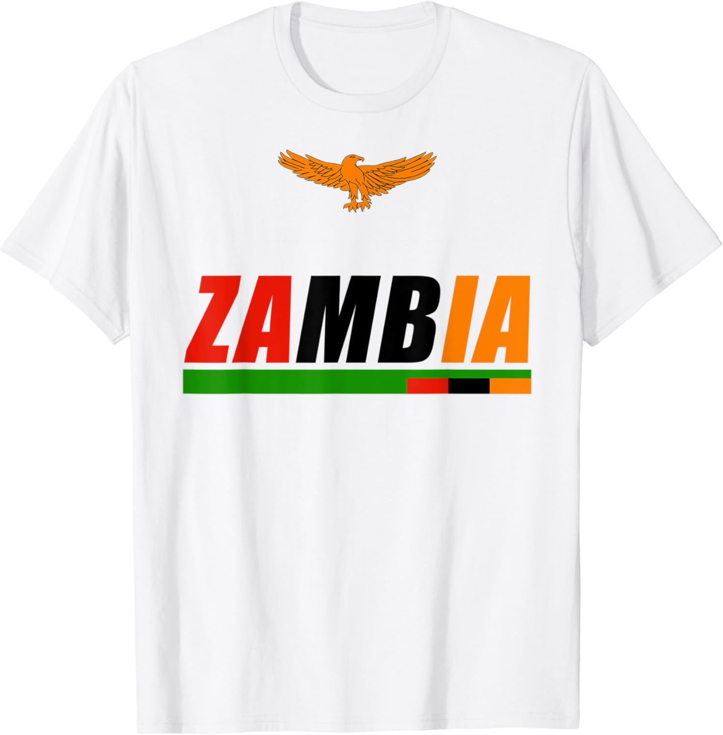 Zambian Flag Tee Orange Eagle Souvenir Republic Of Zambia TShirt